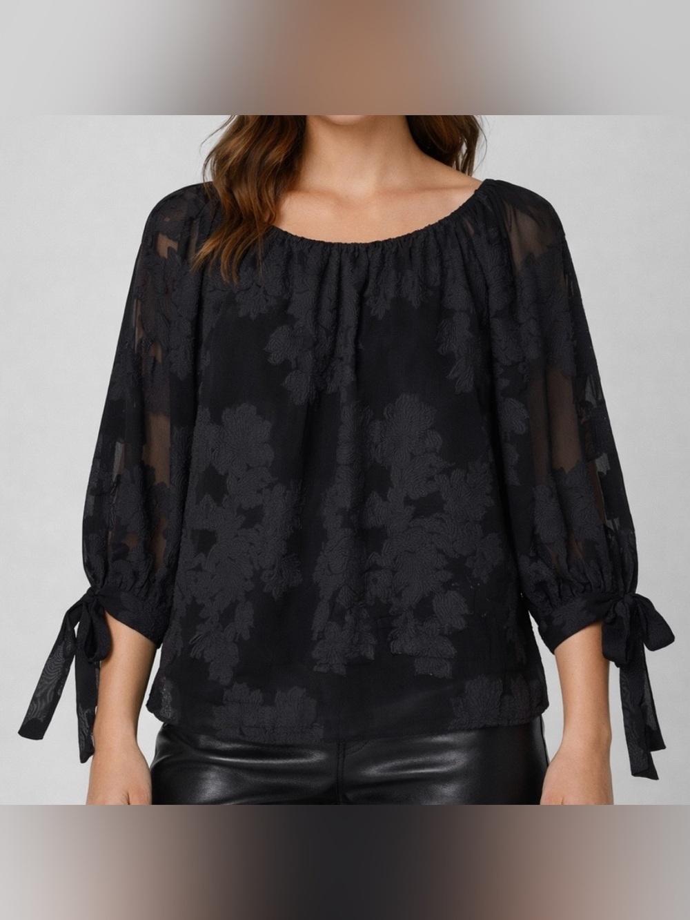 Wilfred Aritzia Calypso Black Floral Jacquard Witchy Whimsigoth Blouse Small